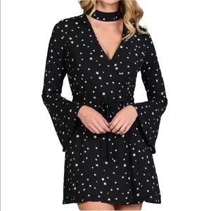 J.O.A. Los Angeles Stars Choker Neck Wrap Dress